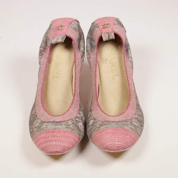 Chanel Natural Lizard Heel Ballet Flats - Picture 1 of 14